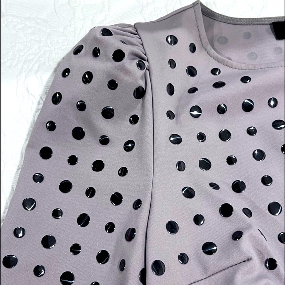 Stella & Jamie Studded Gray Puff Sleeve Crop Top Size XS X-Small NWOT - Picture 3 of 11